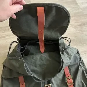 J. Crew | Bags | J Crew Waxed Cotton Canvas Leather Buckle Straps Backpack  Forest Green | Poshmark